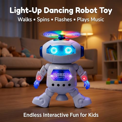 Image of Dancing Robot Toy for Kids |3D Lights Music Toy | Remote App Controlled | Gift for Boys & Girls 2+ Year | USB Rechargeable Type-C | Battery Operated Fun for Boys Girls [White 99444-2]