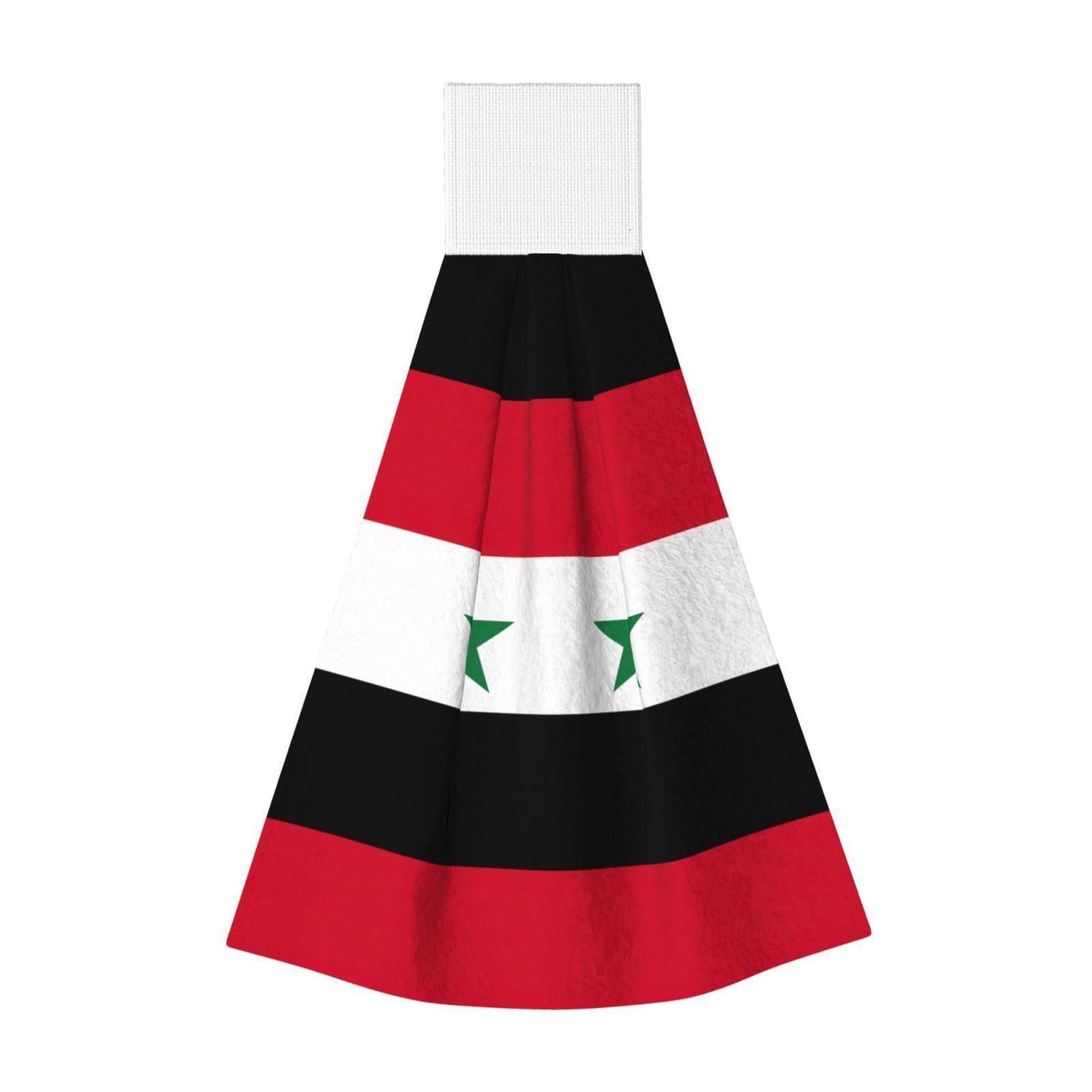 DUWAA Flag Of The Syrian Arab Republic Print Hanging Hand Towel Quick Dry Bathroom Towel Soft Kitchen Towel