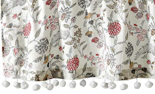 Image of Ravaiyaa - Attitude is everything Hand Printed Half Window Kitchen Rod Pocket Semi Sheer Curtain 100% Cotton Short Drapery Valance Curtain 40 inch X 18 inch Inch (White Floral)