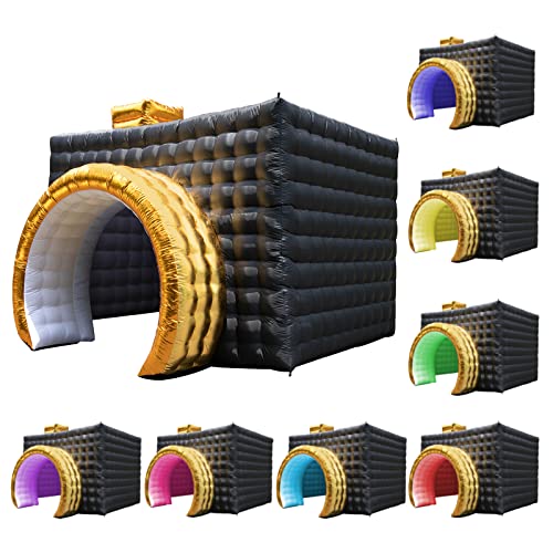 Xmaybang Inflatable Photo Booth Enclosure Black and Gold, Led Photo Booth Tent with Internal Blower,Perfect for Parties, Weddings, Birthdays, Anniversaries