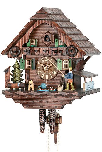 German Cuckoo Clock 1-Day-Movement Chalet-Style 13.00 Inch - Authentic Black Forest Cuckoo Clock By Hekas #TOP4