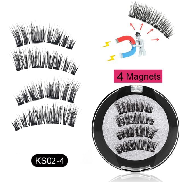 Miniatura 3 de Cuatro pestañas postizas de succión magnética no necesitan lápiz delineador de ojos, no necesitan pegamento, aspecto natural, ligero, fácil de
