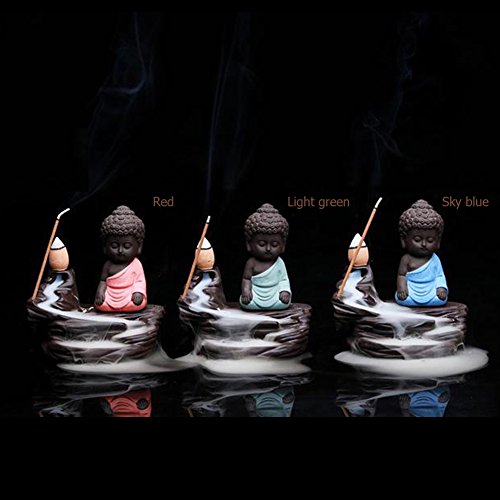 redcolorful Creative Backflow Incense Incense Cones Stick Holder Small Buddha Censer Ceramic Decoraç