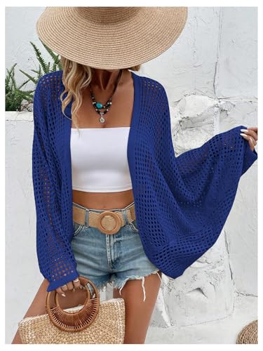 Image of Verdusa Women's Oversized Summer Cardigan Lightweight Sweater Crochet Knit Beach Cover Up Spring Vacation Outfits