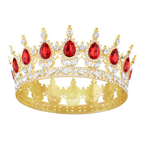 DRESHOW Tiara redonda coroa redonda completa rainha de cristal tiaras barrocas diamantes de imitação brilhantes para meninas e mulheres casamento festa de aniversário, Tamanho único