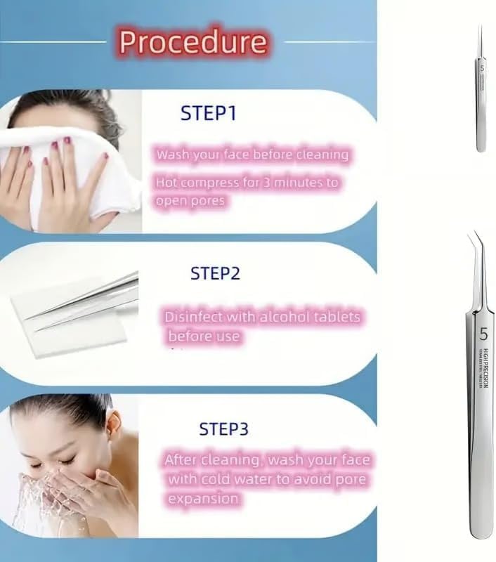 Miniatura 4 de Removedor de pinzas de puntos negros, kit de removedor de puntos negros, kit de herramientas profesional para reventar, para frente, facial y nariz