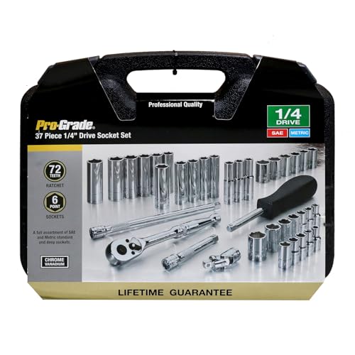 Image of 37 PC 1 /4 inch DRIVE SAE AND METRIC MECHANICS TOOL SET