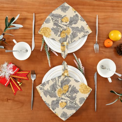 Servilletas de tela pack 6 20x20 in vintage amarillo gris miniatura 5