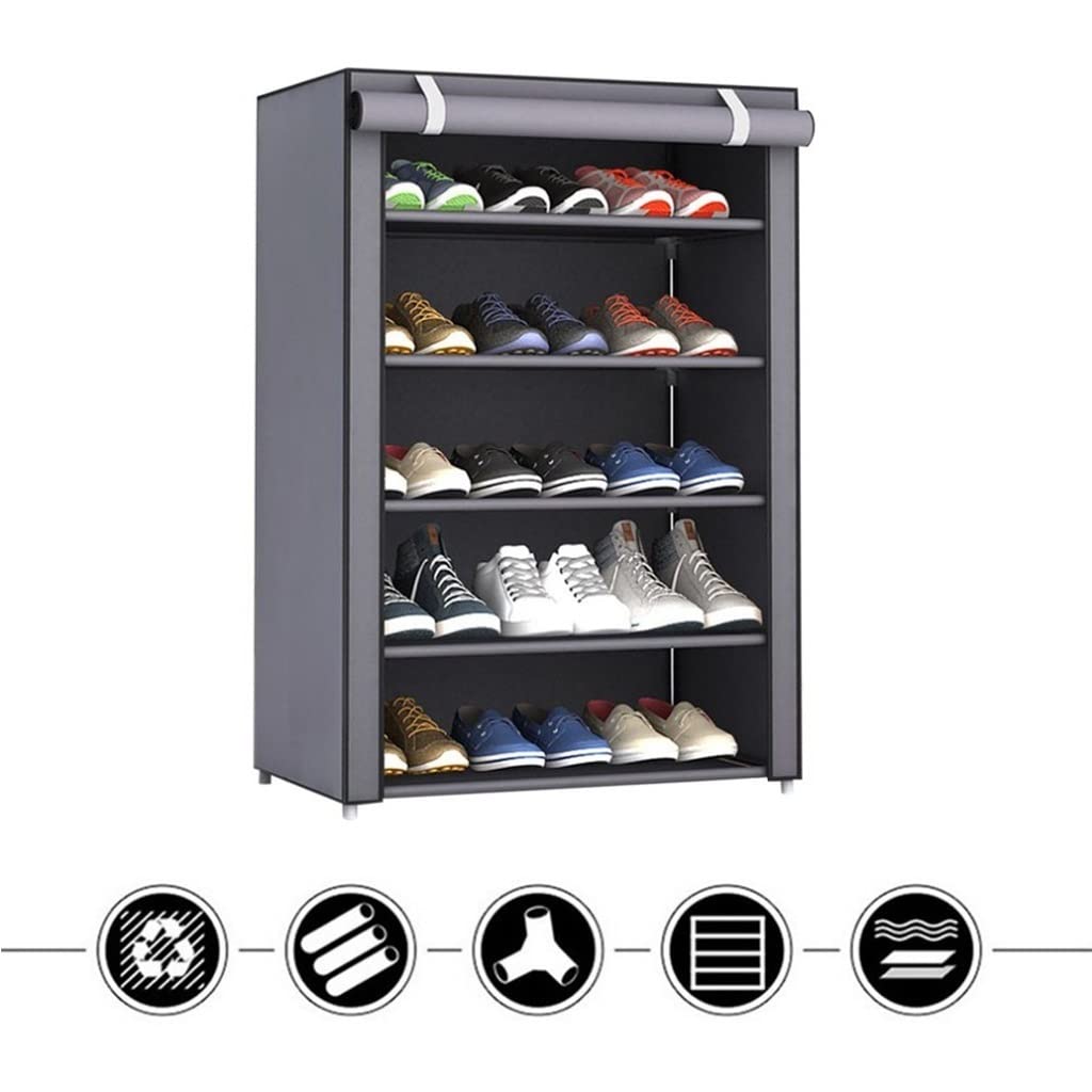 Schuhregal, großes Schuhregal aus Vlies, Schuhaufbewahrungstasche, Schuhregal für Zuhause und Schlafzimmer, große Kapazität (DREI Schichten/Vier Schichten/fünf Schichten), Schuhregal für den
