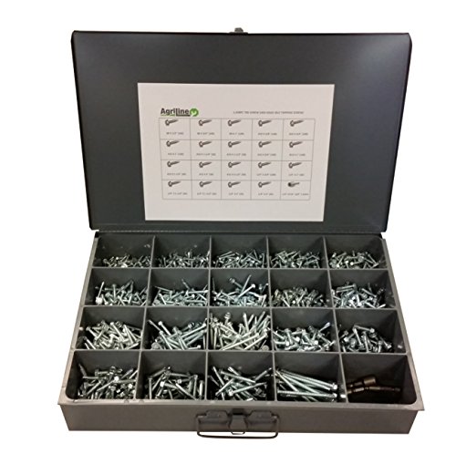 1328 Piece Hex Washer Head Self Drilling Sheet Metal Tek Screw Assortment with Socket Drivers