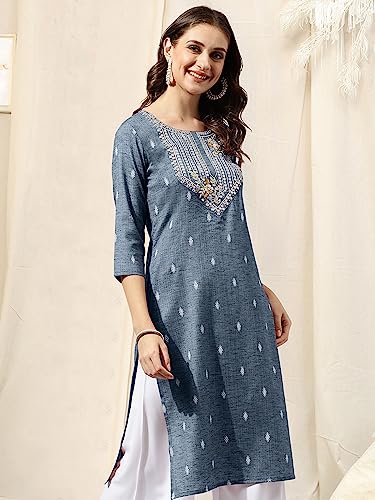 Image of MIRCHI FASHION Women's Straight Fit Paisley Printed And Embellished Kurta Set with Dupatta and Trouser