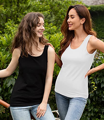 Image of Vislivin Cotton Tank Tops with Shelf Bra for Women Stretch Tanks Wide Strap Undershirts