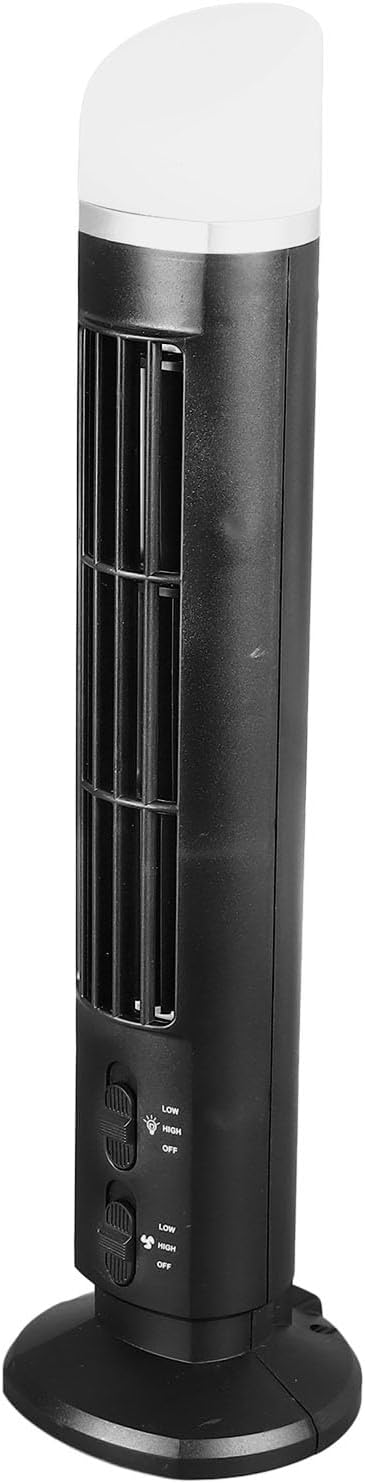 TROUVAILLE Bladeless Tower Fan with LED Light – Portable, Safe for Kids/Pets, Energy-Saving, USB-Powered Desk Fan for Home, Office, RV – Lightweight & Easy Clean