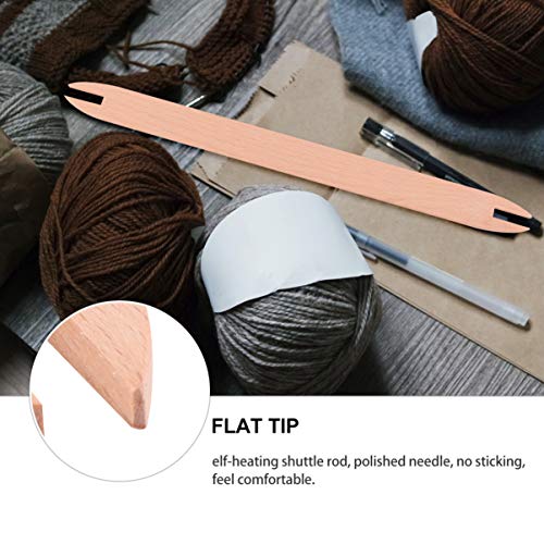 Healifty 2pcs Natural Wooden Shuttles Weaving Sticks Knitting Tool Sewing Accessories for Sweater Scarf Tapestry Knitted Crafts 30.4 x 2.5 x 0.4cm - Thumbnail 5
