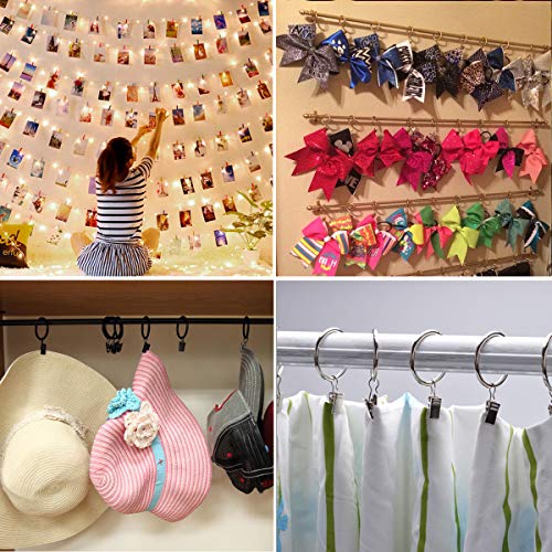Fivebop 40 Pack Rings Curtain Clips Rustproof Metal Window Drapery Clip Vintage Heavy Duty Eyelet Curtain Rods Hangers Rings With Hooks, 1.25In Inner Diameter(Golden) #TOP6