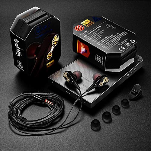 QKZ CK8 Earbuds Earphone Sports Waterproof Earphone Headset Super Bass in-Ear Earphones with Mic 3.5mm HiFi Gold Plated Earphone (Color : Black)