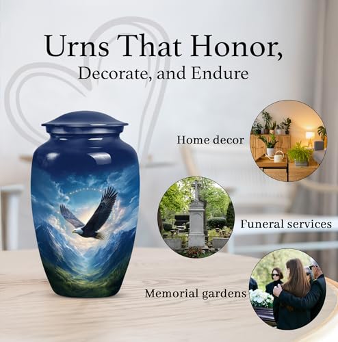 Image of Eagle Urn for Ashes Adult Male, Memorial Urns for Human Ashes Adult Female and Male, Ash Holders for Human, Decorative Urns, (10 Inch, 200 Cubic Inches)