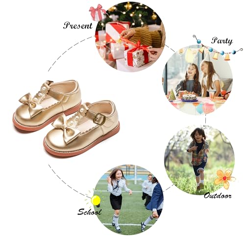 Image of Felix & Flora Toddler Little Girl Princess Dress Shoes-Mary Jane Flats for Girl Party School Shoes