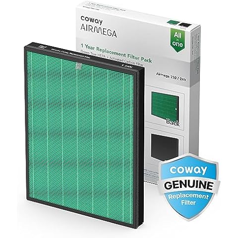 Coway Airmega 230/240 Air Purifier Replacement Filter Set, Max 2 Green True HEPA and Active Carbon Filter Cover