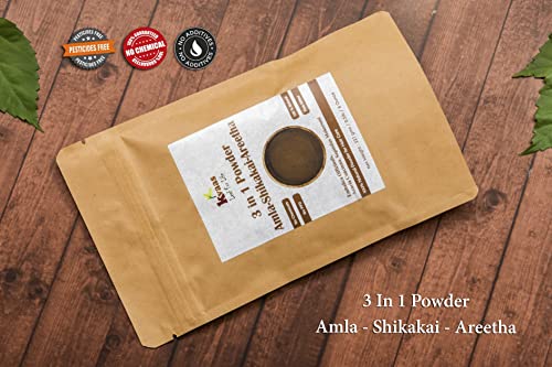 image for KVAAS - LEAF FOR LIFE WITH LOGO OF K 3 in 1 Powder Amla - Shikakai - A