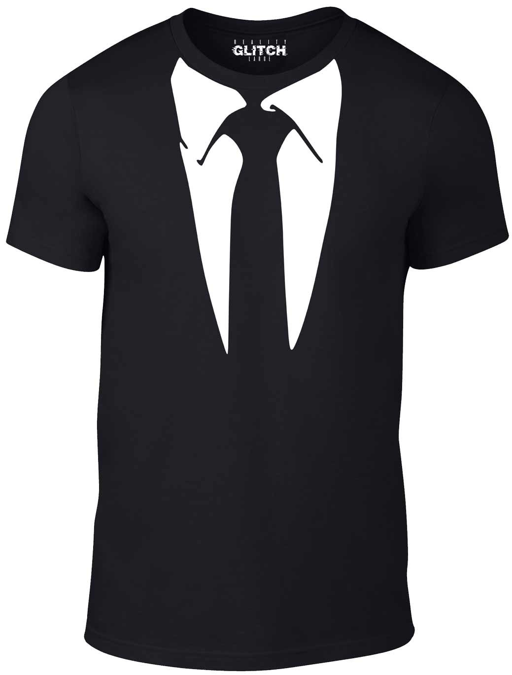 Reality Glitch Mens Suit with Tie and Collar Funny Fancy Dress Costume Novelty T-Shirt