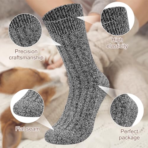 Womens Socks 5 Pairs Warm Merino Wool Socks for Women Thermal Boot Crew Lightweight Gifts Size 9-113
