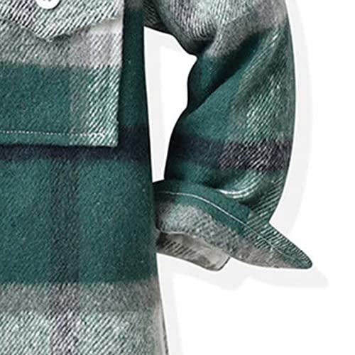 Flannel Shirt Jacket for Kids Boys Girls Toddlers Lapel Button Down Shacket Warm Plaid Coat with Pockets3