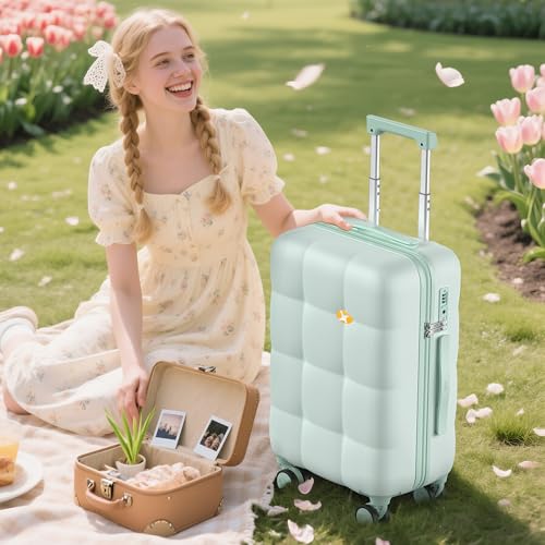 MGB Carry On Luggage 22x14x9 Airline Approved, 100% PC Hard Shell Carry On Suitcases with Spinner Wheels and TSA Lock, Suitcases with Wheels for Men Women, Aquamarine2