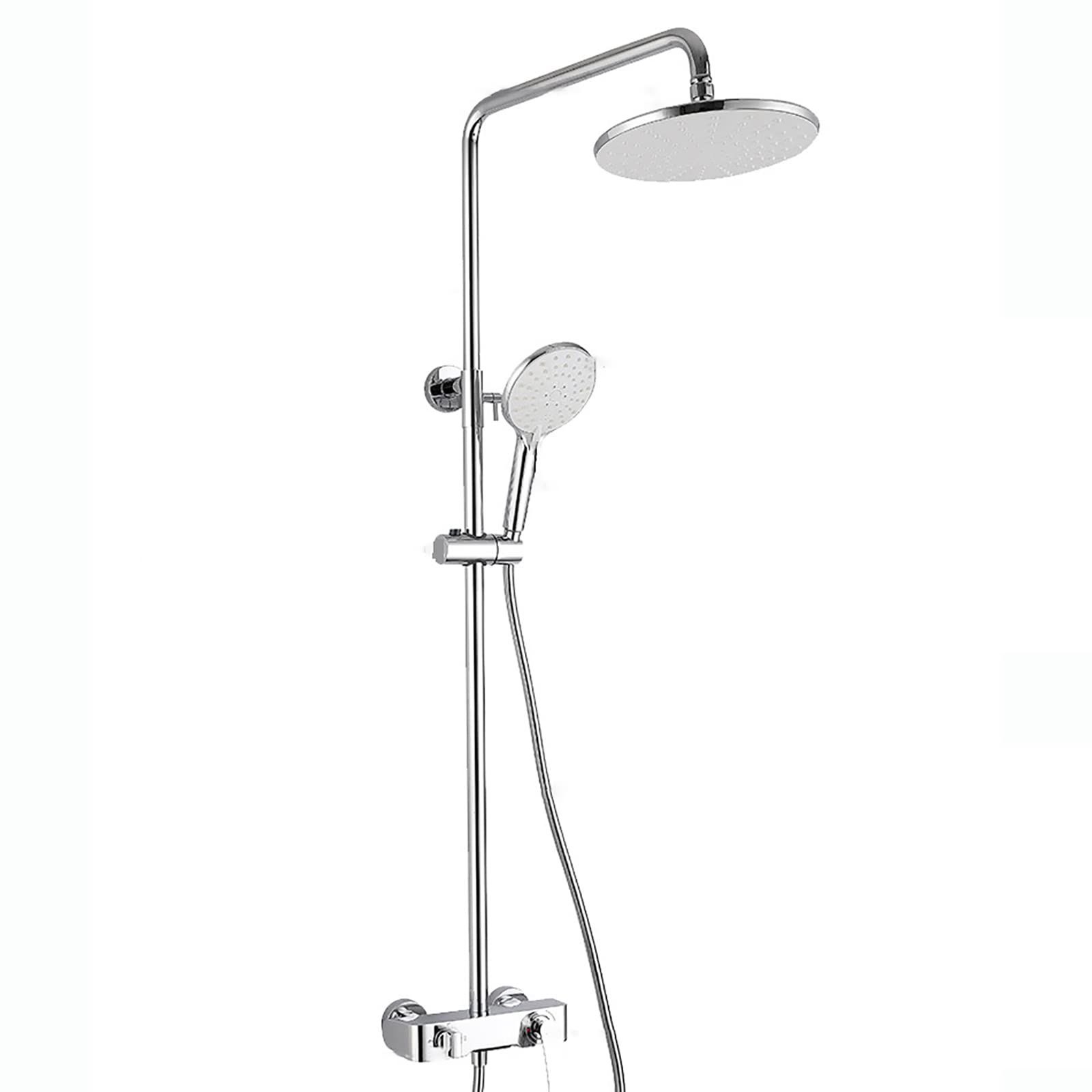 CWCQGH Rain Shower with Shower Head, Shower Faucet Set Wall Mounted Brass Shower Combo Set Single Handle Rain Mixer Shower with Waterfall Tub Spout, 3 Modes Handheld Shower,Chrome