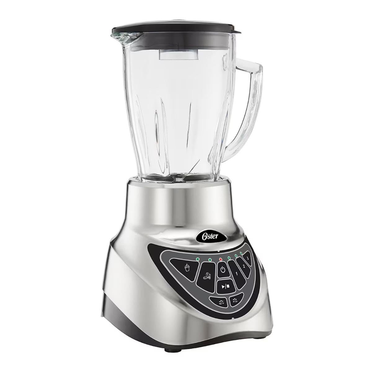 Oster Aliado Frullatore, 900 W, 3 Velocità + Funzioni programmate, Lama 6 Punte Acciaio Inox, Bicchiere in Vetro Borosilicato da 1.5 L con Dosatore, All Metal Drive, Motore reversibile