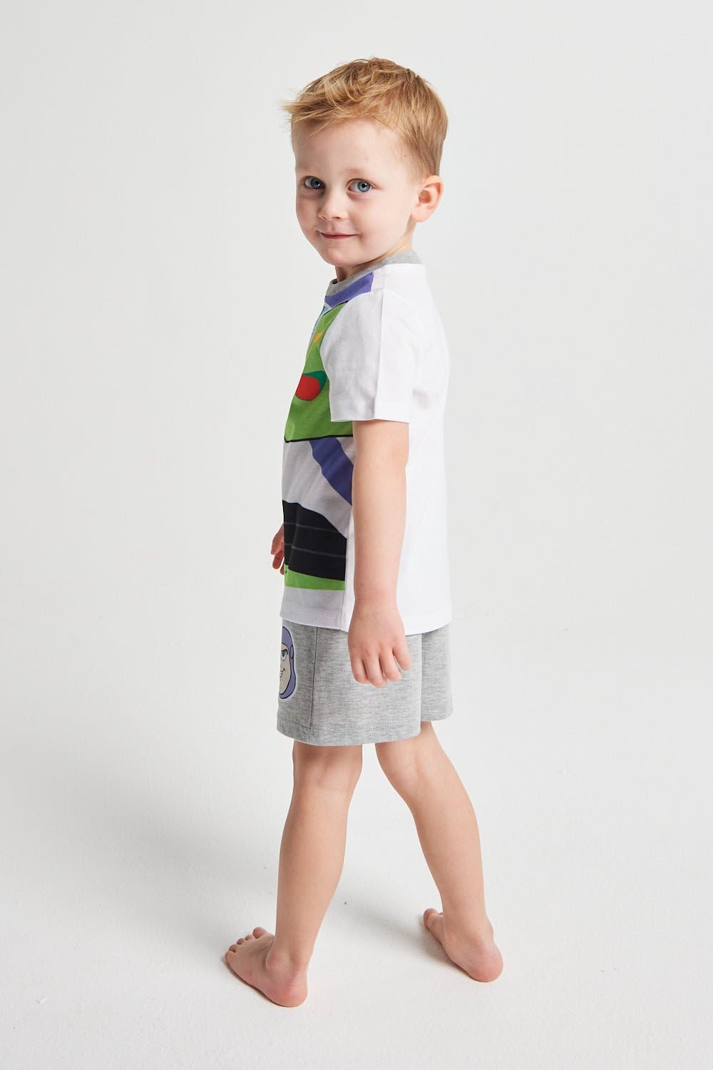 Disney Toy Story - Pigiama corto per ragazzi, confezione da 2 pezzi, magliette a maniche corte e pantaloncini coordinati, con elastico in vita, motivo Buzz Lightyear e Woody