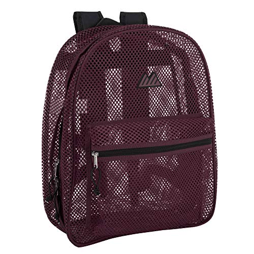 Mochilas de malha para crianças, adultos, escola, praia e viagens, mochilas coloridas de malha transparente com alças acolchoadas, Purple, Large, Macio