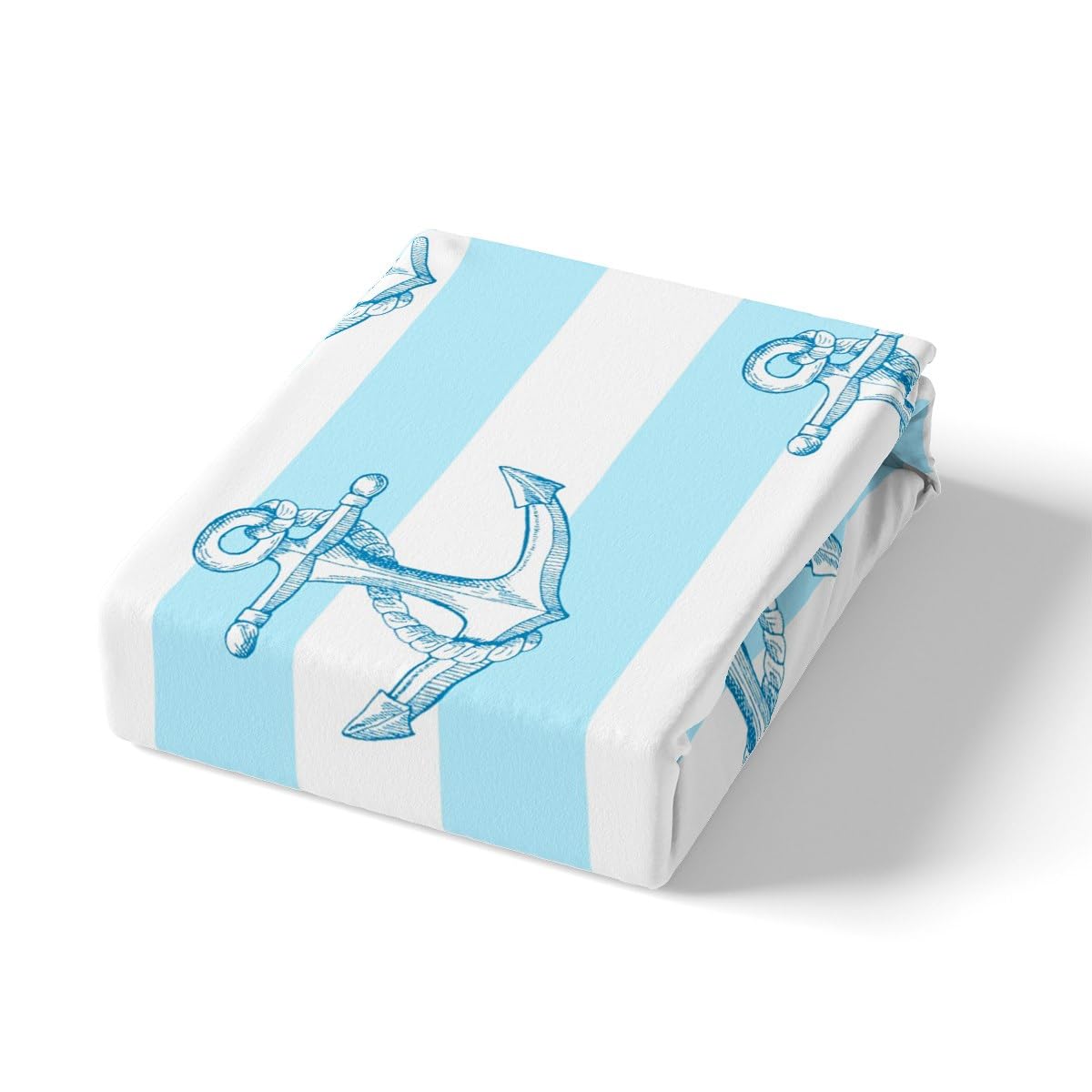 Anchors - Juego de sábanas bajeras de 3 piezas con diseño de ancla náutica y 2 fundas de almohada, 3 piezas, para decoración de habitación de niños y niñas, de poliéster suave