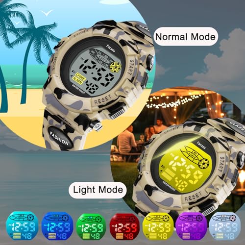 Image of Kids Watch Digital for Boys-Waterproof Kids Sports Watch with Light, Alarm&Snooze,Stopwatch Military Design Silicone Band Gift for Birthdays,Christmas Outdoor Activities(8+ Years)