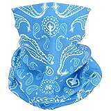 Tube Bandana Face Mask Scarf Paisley Print Head Neck Gaiter Motorcycle Bike Hiking Lightweight(Sky...