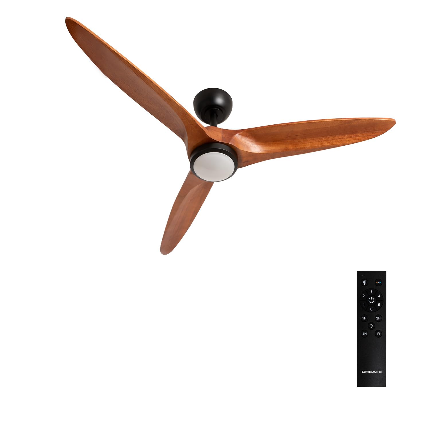 CREATE / WIND CENTURY M/Ceiling fan with dark wood black light with remote control/40W, programmable, Ø132 cm, 6 speeds, summer-winter function, LED light 3 temperatures