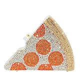 Usuisy Novelty 3D Pizza Shape Women Crystal Clutch Evening Bag Party Prom Dinner Rhinestone Clutch Purses and Handbags,Mini,Orange