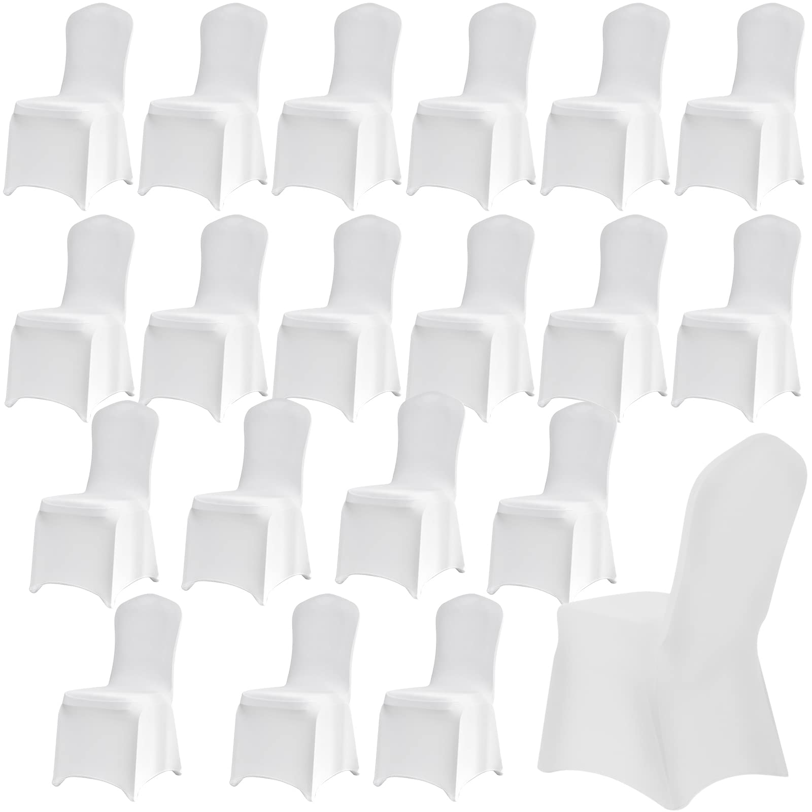 95Street Fundas para Sillas Blancas,20pcs Fundas para Asientos de sillas de Comedor,Fundas para Sillas Extraíbles Universales,Fundas universales para sillas de Comedor para Bodas, Banquetes(Blanco)