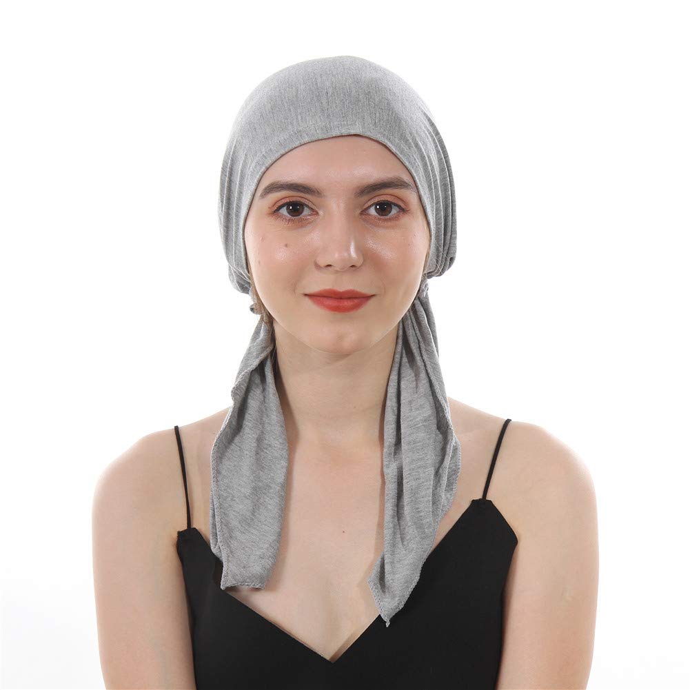DuoZan Women's Beanie Soft Lycra Modal Cotton Turbans Chemo Caps Pre Tied Bandana Solid Color Hat