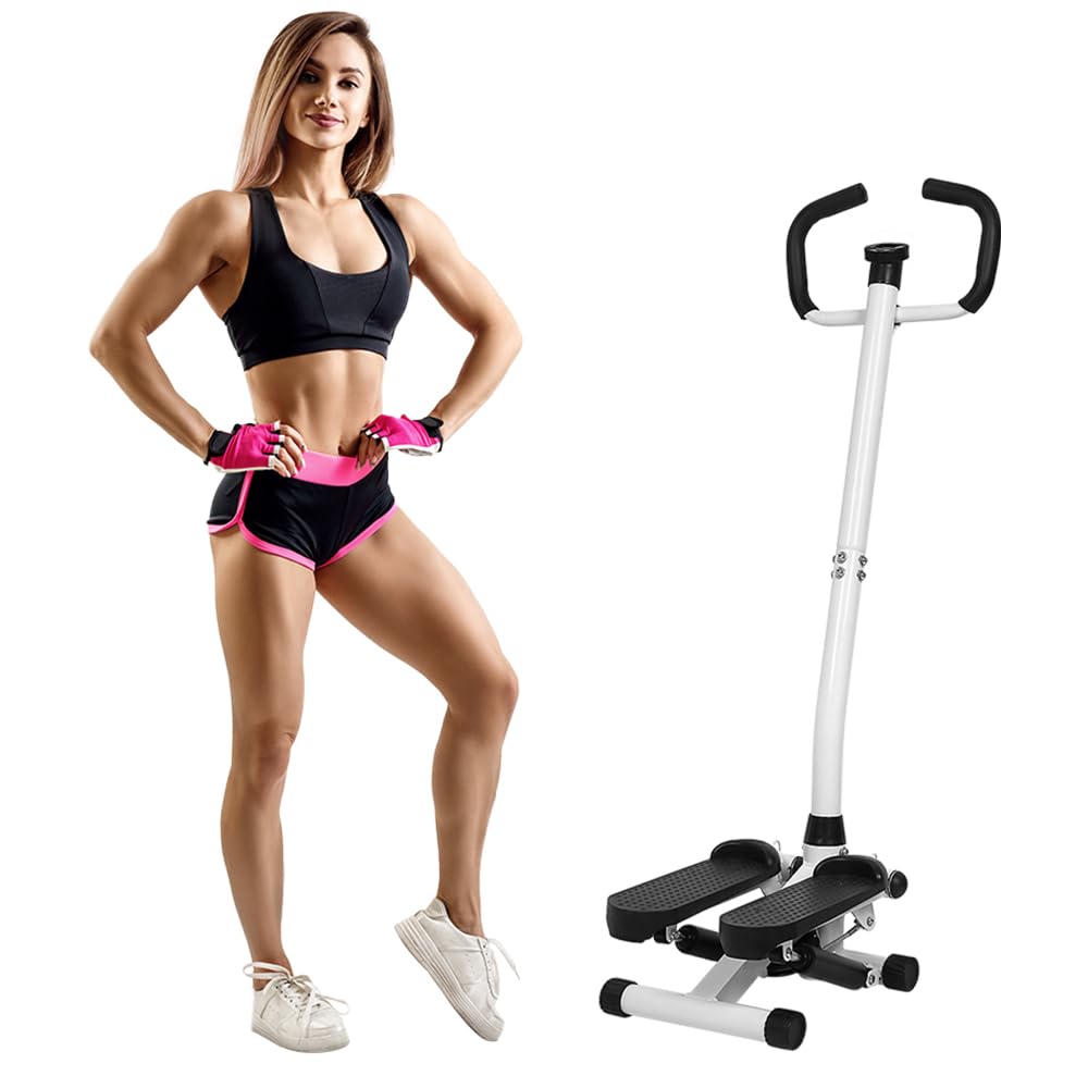 Stepper con manubrio regolabile, maniglie antiscivolo, stepper fitness con monitor LCD per casa e palestra, Total Body Step Machine
