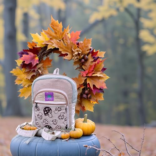 Generic RARA Natural Handmade mini Hemp backpack, eco-friendly stylish unisex casual backpack Hiking, Travelling and many more (Mushroom Blue)3