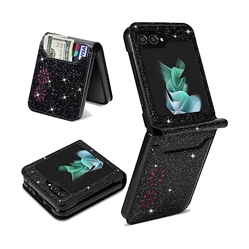 Étui portefeuille Samsung Galaxy Z Flip 5 Asuwish porte-cartes ZFlip5 noir
