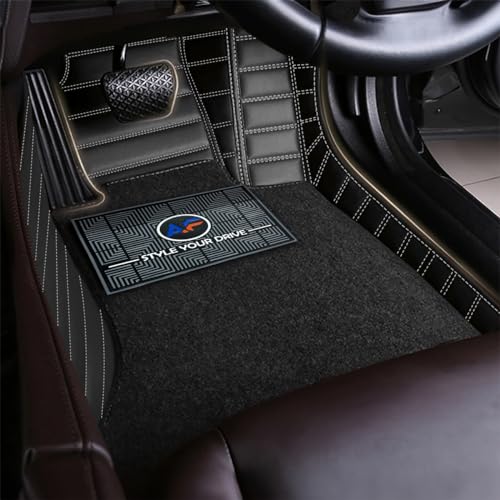 Image of Autofurnish Premium 9D Car Mat Full Set for Hyundai Creta 2024 || Luxury Leather Dual-Stitch Full Set 9D Car Floor Mat || 100% Waterproof || Color : Black Silver