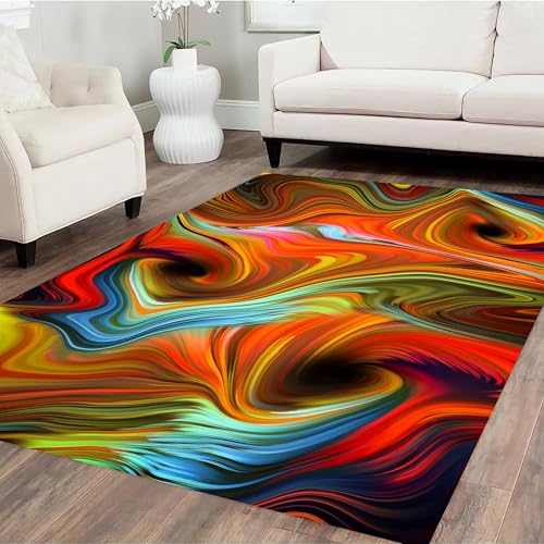 Tapete de área colorido 6x8ft antideslizante y lavable miniatura 1
