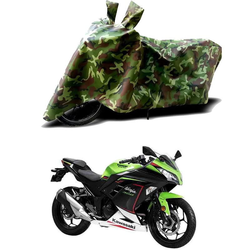 Image of 100% Water Resistant Bike Scooty Two Wheeler Body Cover Compatible for KawasaNinja 300 BS6 /UV-Rays /Heat Protection /Birds Dropping /Scratchproof /Dust Proof /Waterproof /All Varient[Green MJ]