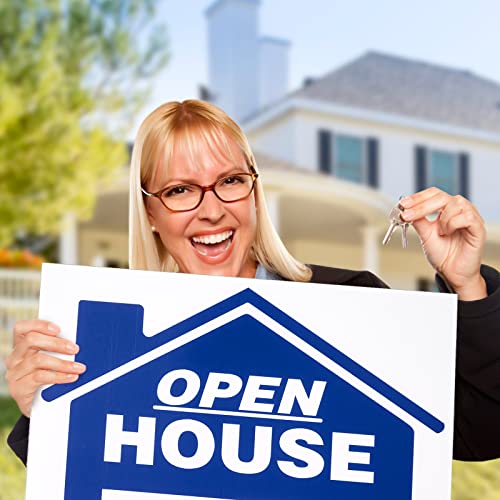 14 Pack 24 X 18 Inch Open House Sign Double Sided Real Estate Sign Posts Plastic Heavy Duty Open House Directional Open Yard Sign With Left Right Arrows 14 Pcs H Metal Stakes (Blue) #TOP4