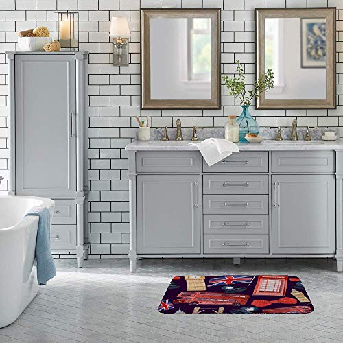 Tapis de salle de bain lavable en machine grand format rouge