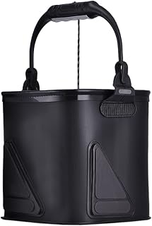 HASMI Cubo de Cebo Cubo de Pesca con Cuerda Plegable Plegable Plegable, Cubo de Pescado Especial con Cubo de elevación de Tapa Cubo de pececillo (Color : Negro)