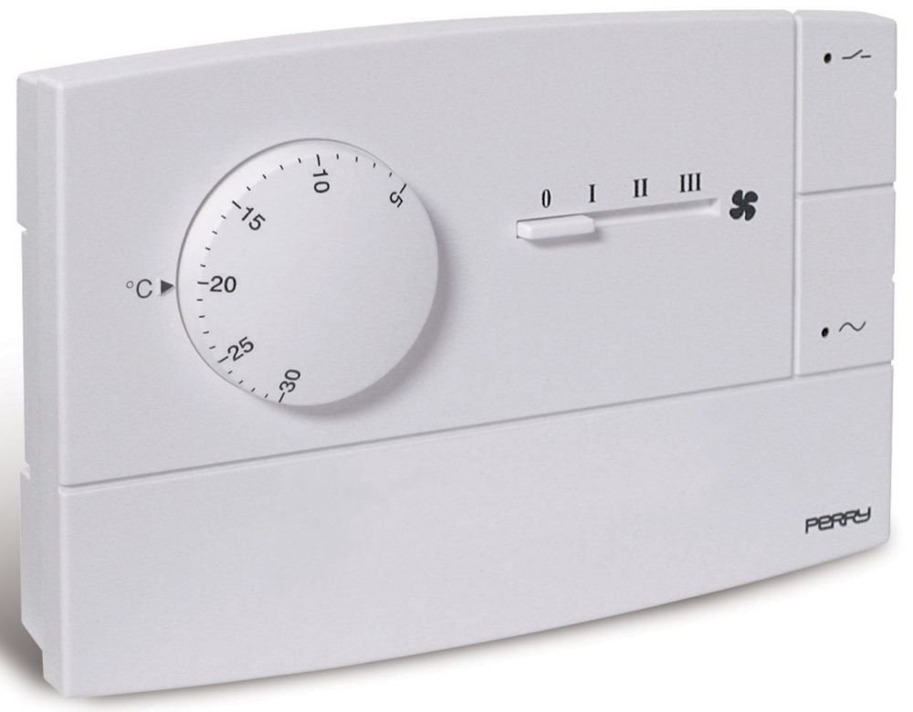 Perry 1TPTE566B Termostato per Fan Coil da Parete, Bianco