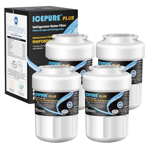 Image of ICEPURE PLUS NSF53&42 Premium RWF0600AH Replacement for GE MFW, MWFP, 197D6321P006, WFC1201, MWFA, PC75009, HDX FMG-1, GSE25GSHECSS, 46-9996, GSH25JSDDSS, PSHS6PGZBESS Refrigerator Water Filter 4PACK